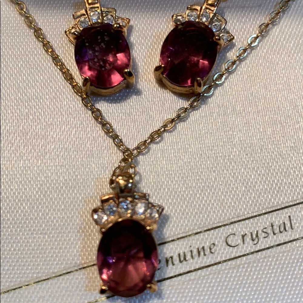 Genuine Crystal Necklace and Earringd